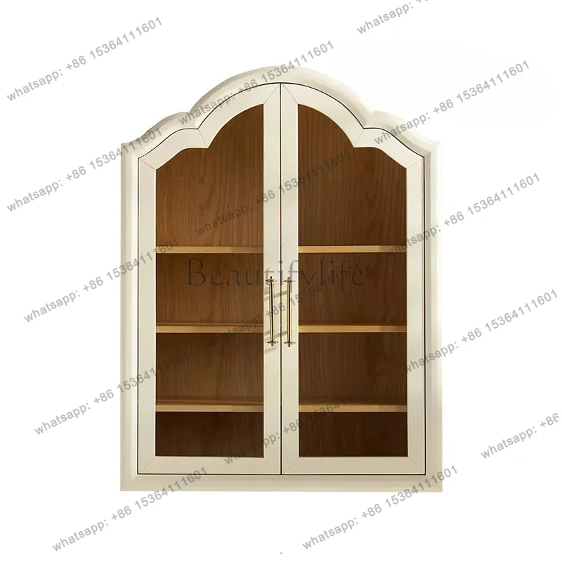 

Retro solid wood wall cabinet, living room home wall-mounted small wall cabinet, small apartment wall storage display cabinet