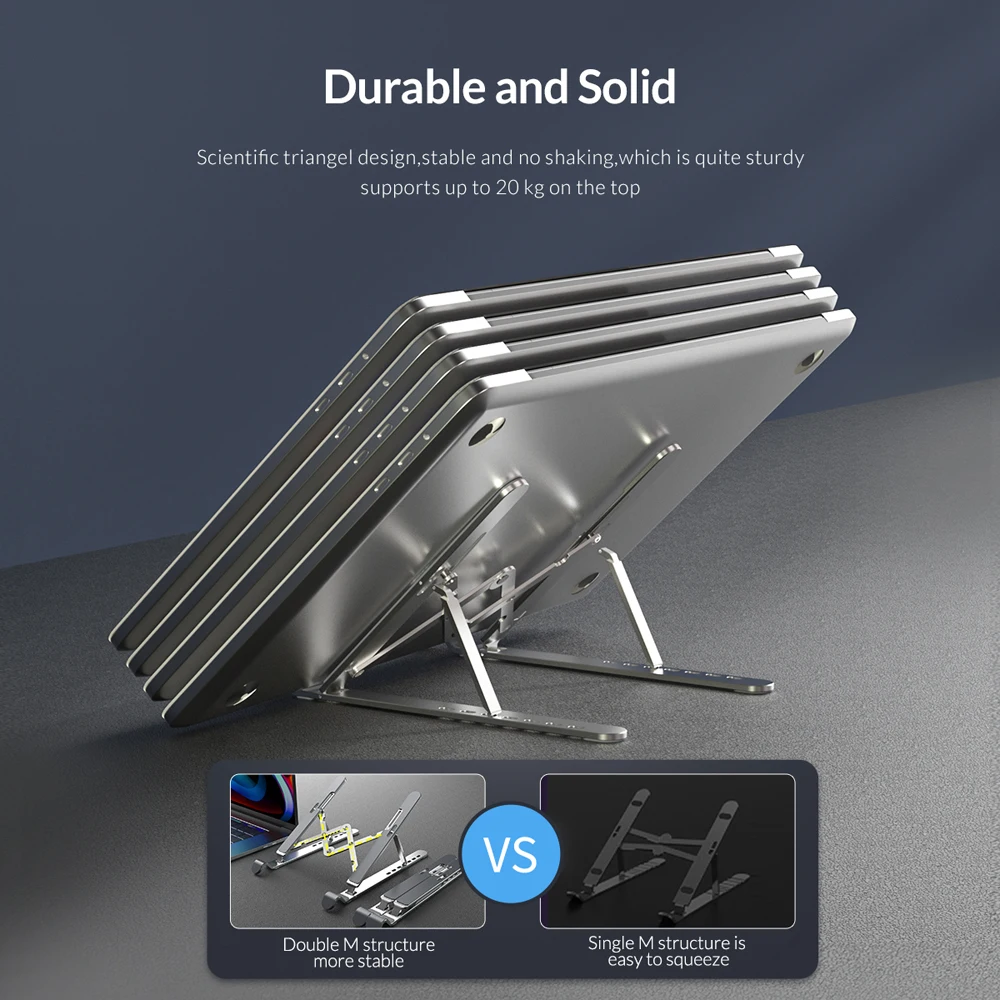 ORICO Foldable Laptop Stand Holder Riser Portable Adjustable Aluminum Notebook Stand Computer Stand 7 Angles for MacBook Tablets