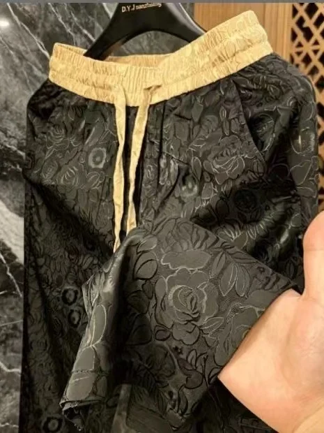 

Summer 2026 Men's Smooth Touch Ice Silk Casual Pants Straight Leg Anti-Wrinkle Tka Weave Polyester Fiber mid Waist Youth Fit