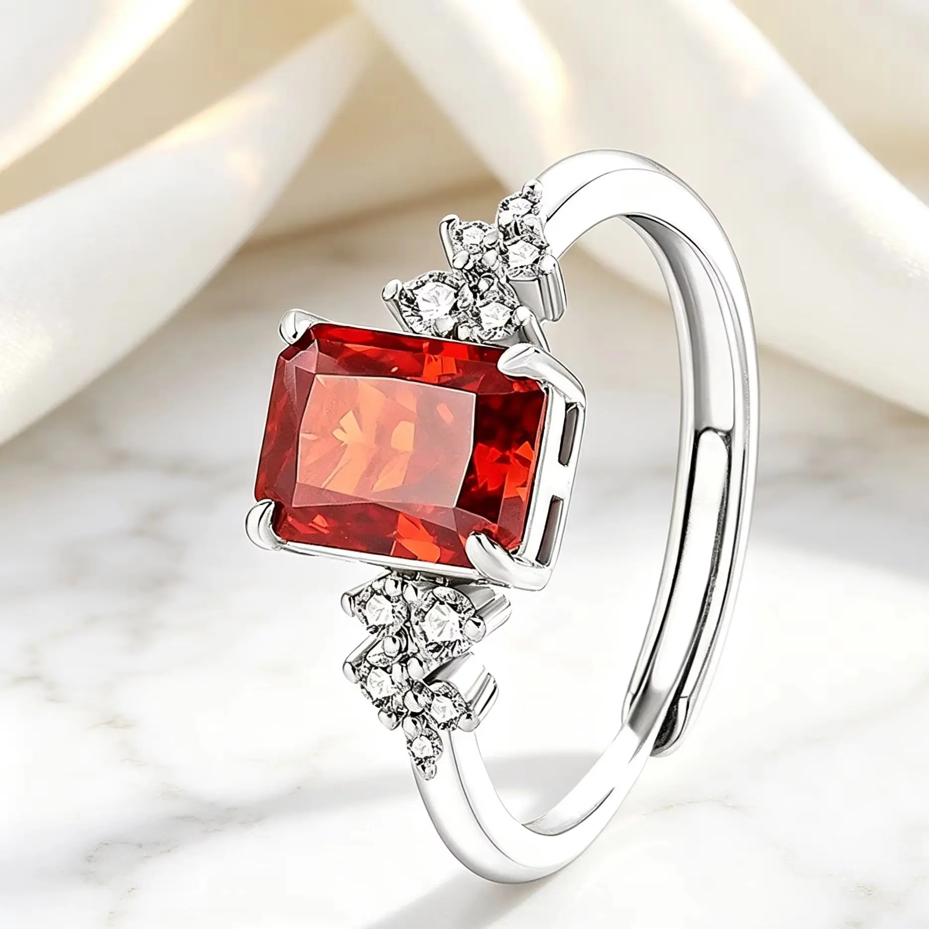 925 Sterling Silver Gemstone Ring for Women - Ultra-Shiny High-Carat Diamond Finger Ring Jewelry Piece