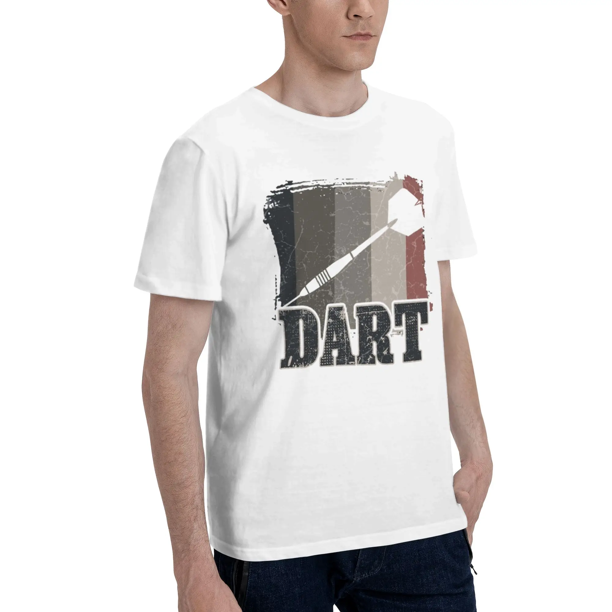 Dart Player Black Men T Shirt Dart Novelty Tee Shirt Short Sleeve Crewneck Cotton Graphic Printed Clothes T-Shirt