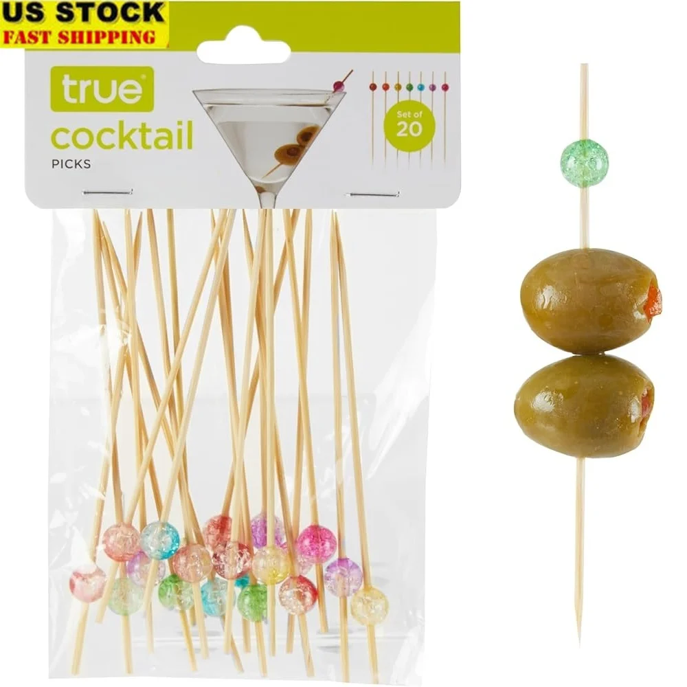 

Wooden Cocktail Picks Set of 20 Colorful Skewers Drinks Appetizers Charcuterie Party Supplies Disposable Toothpicks
