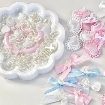 10PCS 3D น่ารักเรซิ่น Charm Photocard ผู้ถือวัสดุ CROSS ลูกปัดบรรจุภัณฑ์ DIY Photo Card Holder Decor เครื่องประดับอุปกรณ์เสริม