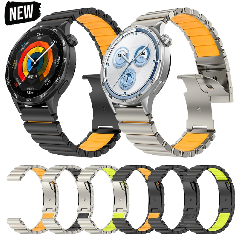 

Титановый ремешок 22 мм для Huawei Watch GT6, GT5 Pro, GT4/3, 4Pro, 46 мм, металлический браслет для Samsung Galaxy Watch 3, Gear S3, силиконовый ремешок