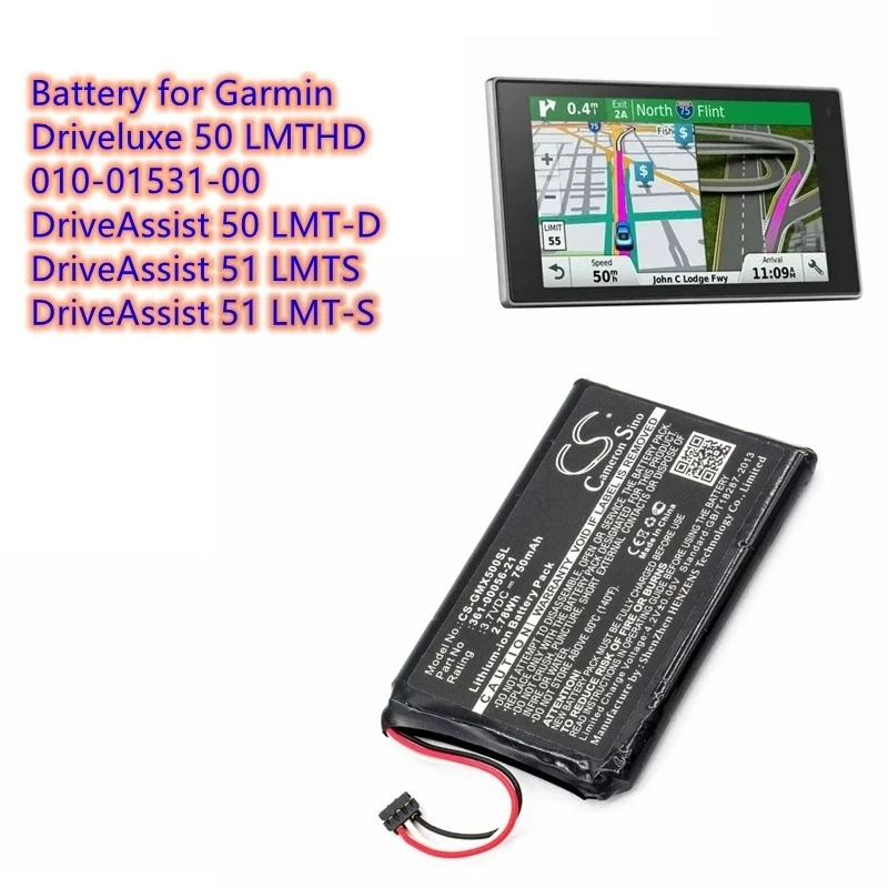 

Аккумулятор для GPS-навигатора 3,7 В/750 мАч 361-00056-21 для Garmin Driveluxe 50 LMTHD, 50 LMT-D, 51 LMTS, 51 LMT-S, 010-01531-00