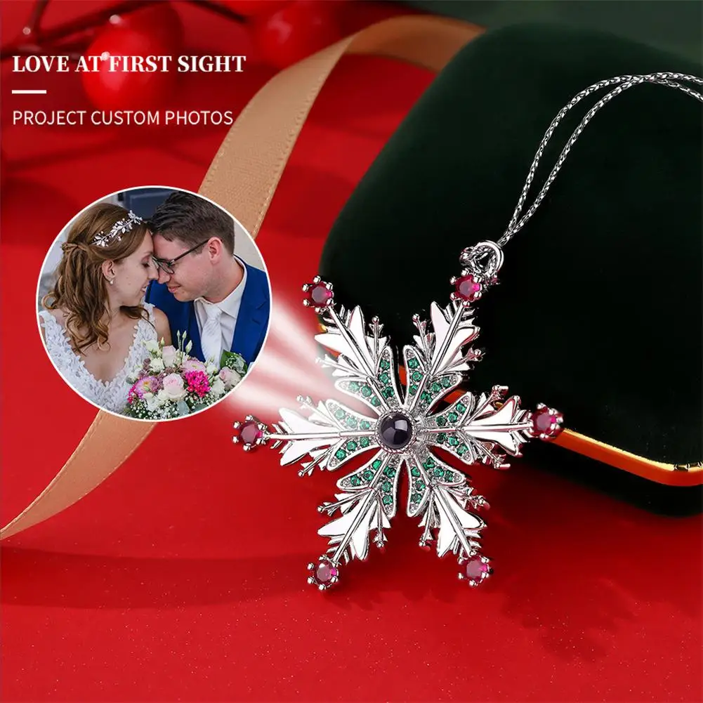 New HD Color Projection Christmas Bell Pendant Double Plated Clavicle Chain Christmas Holiday Gift - Custom Made