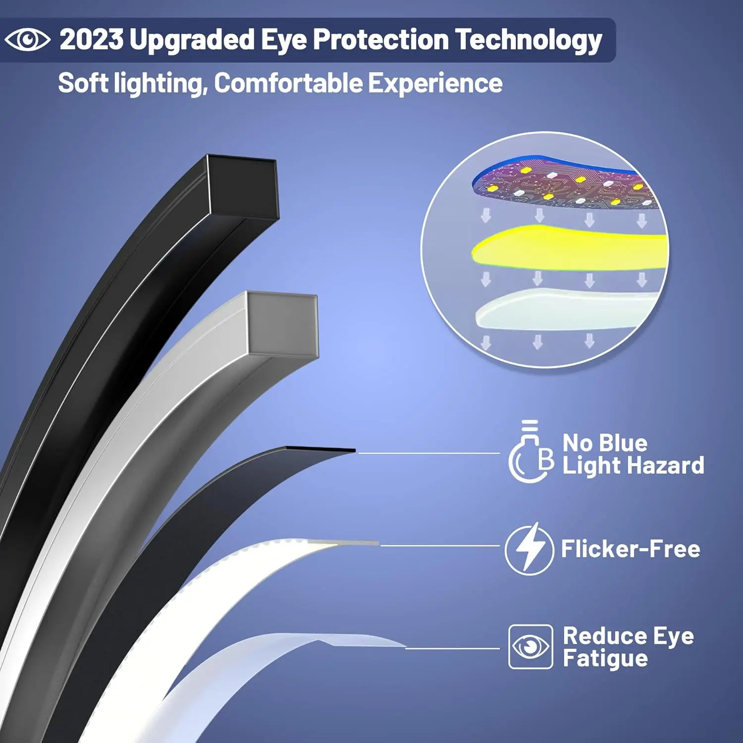 مصابيح LED قابلة للتعتيم لغرفة المعيشة مع 3 درجات حرارة ألوان، مصابيح أرضية قوسية فائقة السطوع 2000LM، مصباح طويل القامة قائم حديث