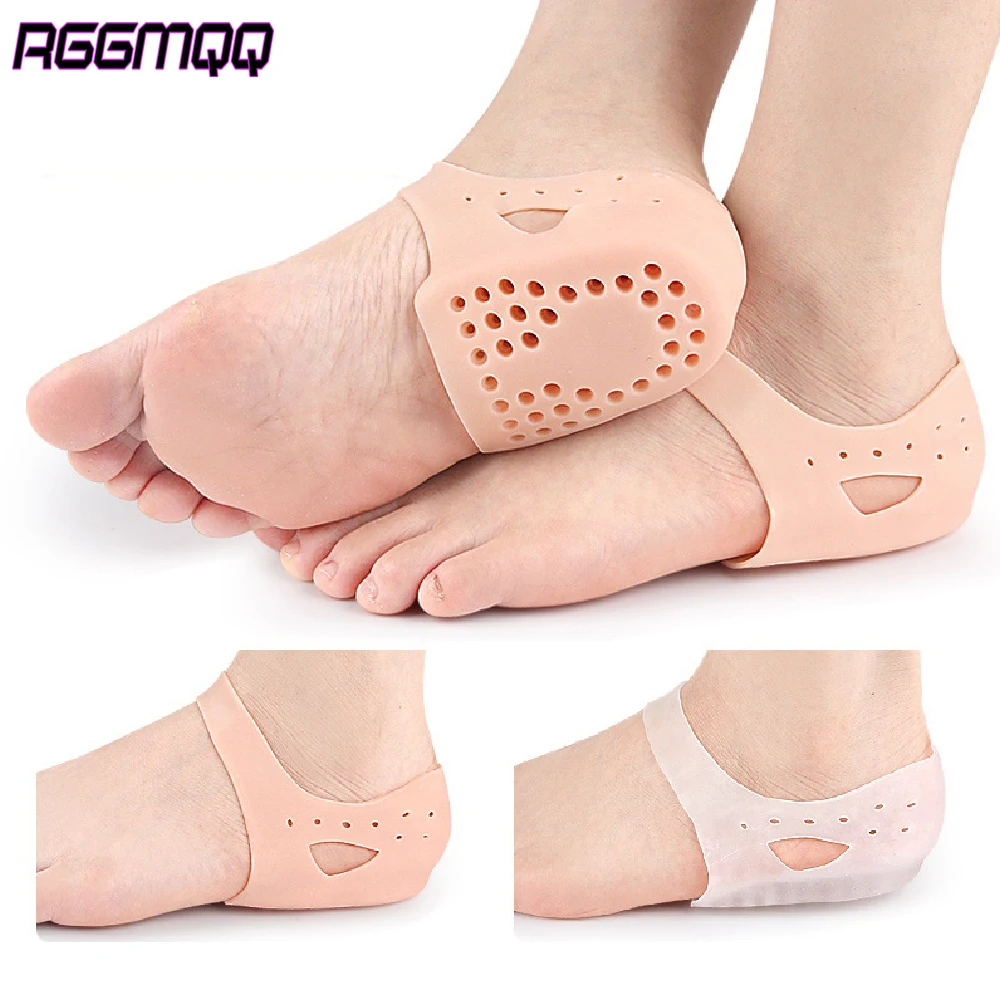 1Pair Gel Heel Protectors w/ Silicone Cushion,Shock Absorbing Sleeves for Cracked Heels Plantar Fasciitis, Heel Spurs, Running