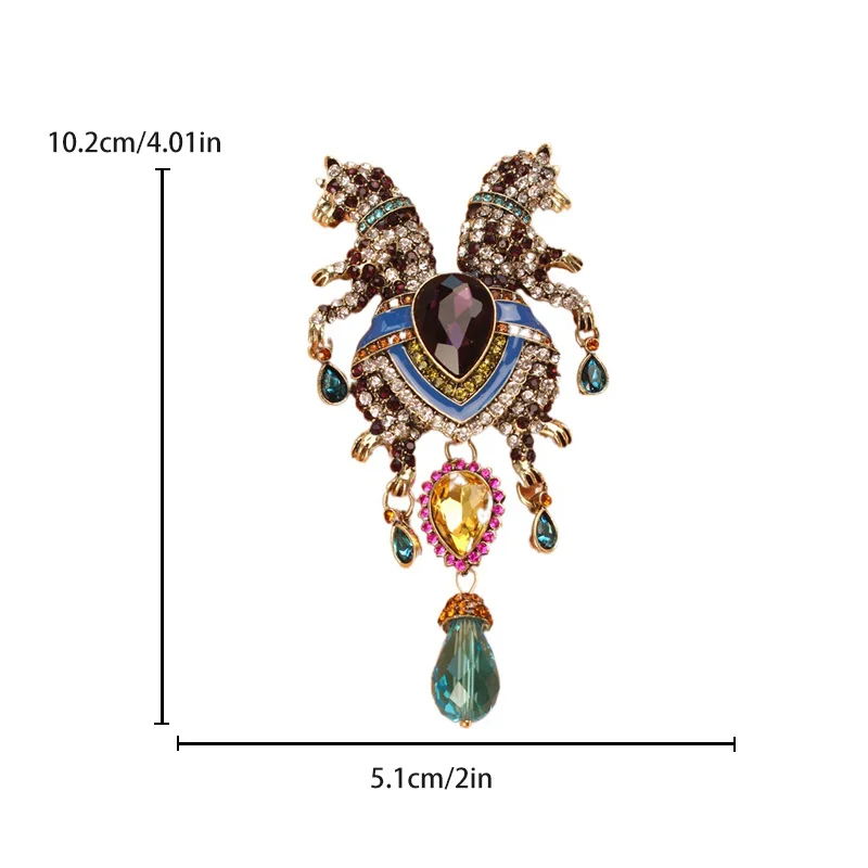 Large Size Heavy Industry Double Leopard Brooch Luxury Personality Fashion Animal Pins Vintage Unisex Corsage Accessories