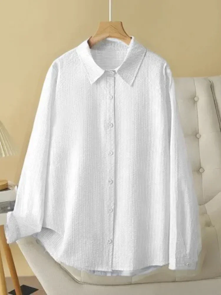 Plus Size Women's Fashionable Versatile Blouse Clothing Loose Long Sleeve Shirt New Hot Arrival Elegant Button-up Top for Ladies