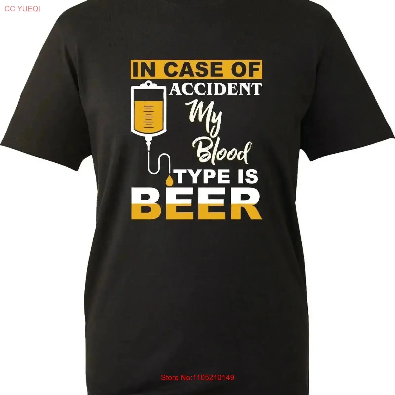 In Case Of Accident My Blood Type Is Beer T Shirt Funny Drink Lovers s vintage Washed Comfortable Stylish streetwear Slightly