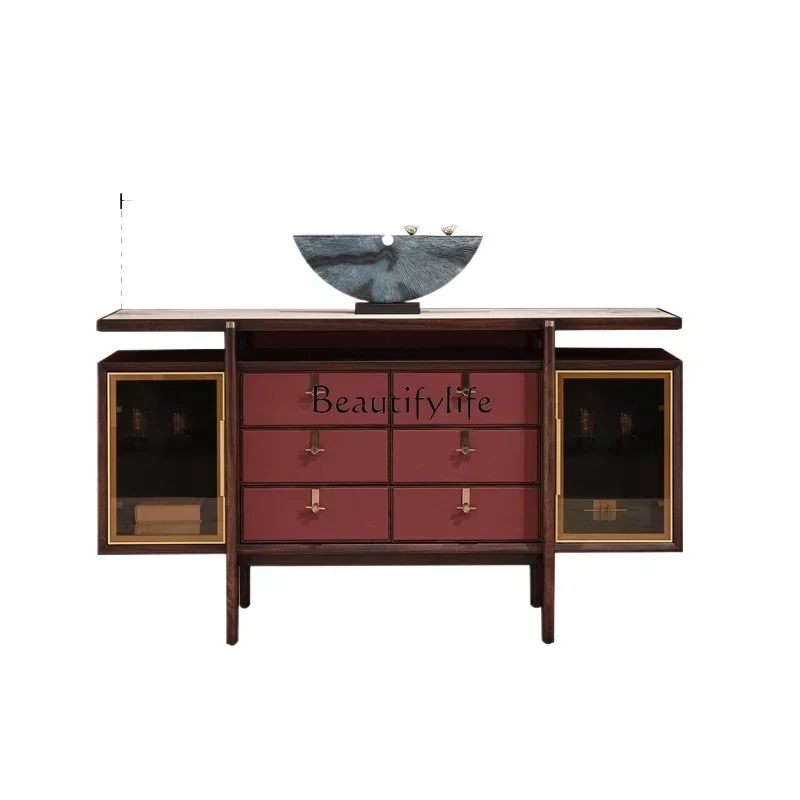 

LXAgainst настенный новый китайский боковой шкаф из черного дерева, винный шкаф из цельного дерева, современный легкий роскошный шкаф для хранения вещей