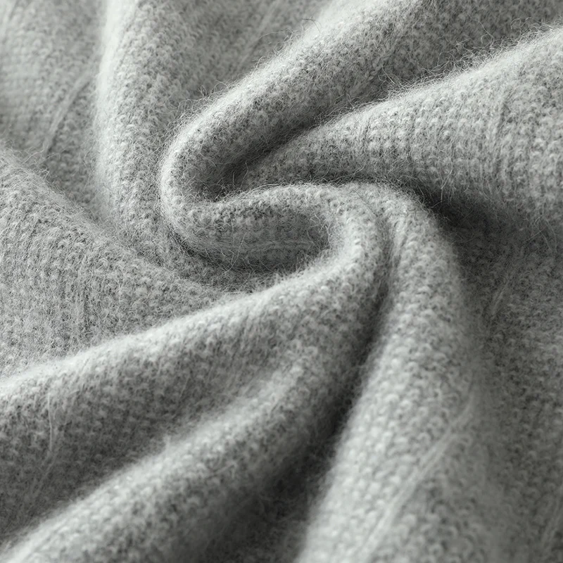 Autumn Winter New 100% Pure Mink Cashmere Sweatere Men's V-Neck Knitted Sweater Casual Warm Long Sleeved Pullover Menswear