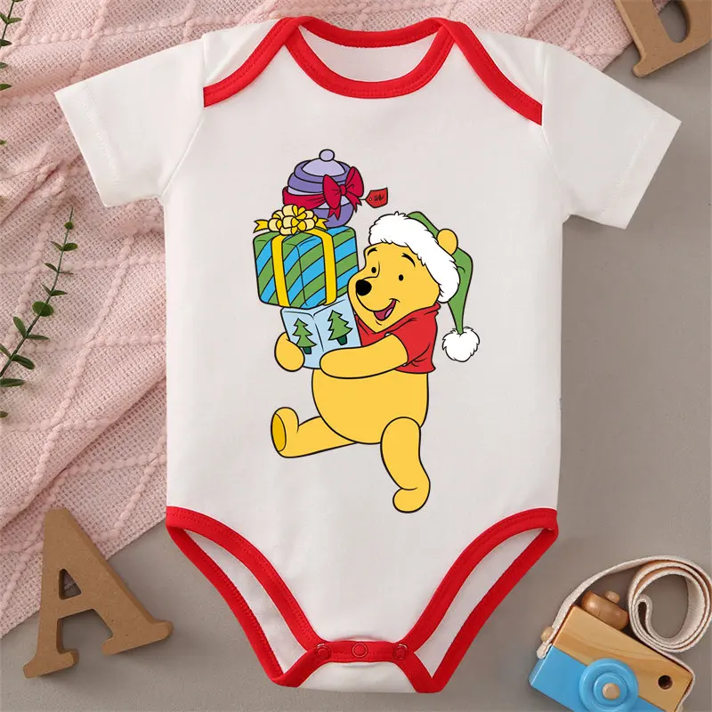 

MINISO Winnie Merry Christmas Print Baby 100% Cotton Cloths Jumpsuit Onesie Bodysuit for 0-12 Months Newborn Best Gift for Baby