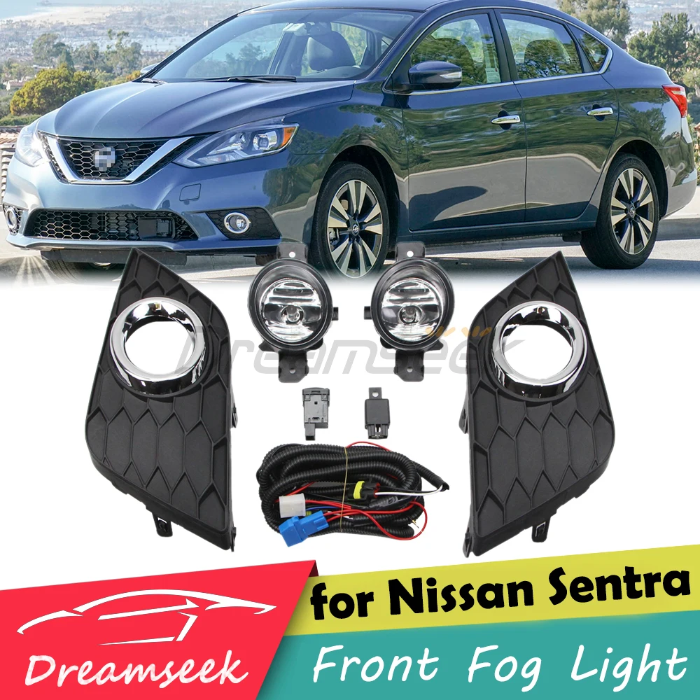 

Fog Light For Nissan Sentra Sylphy 2016-2019 Front Bumper Driving Lamp With Bezel Harness Switch Wiring Relay Kit Halogen LH+RH