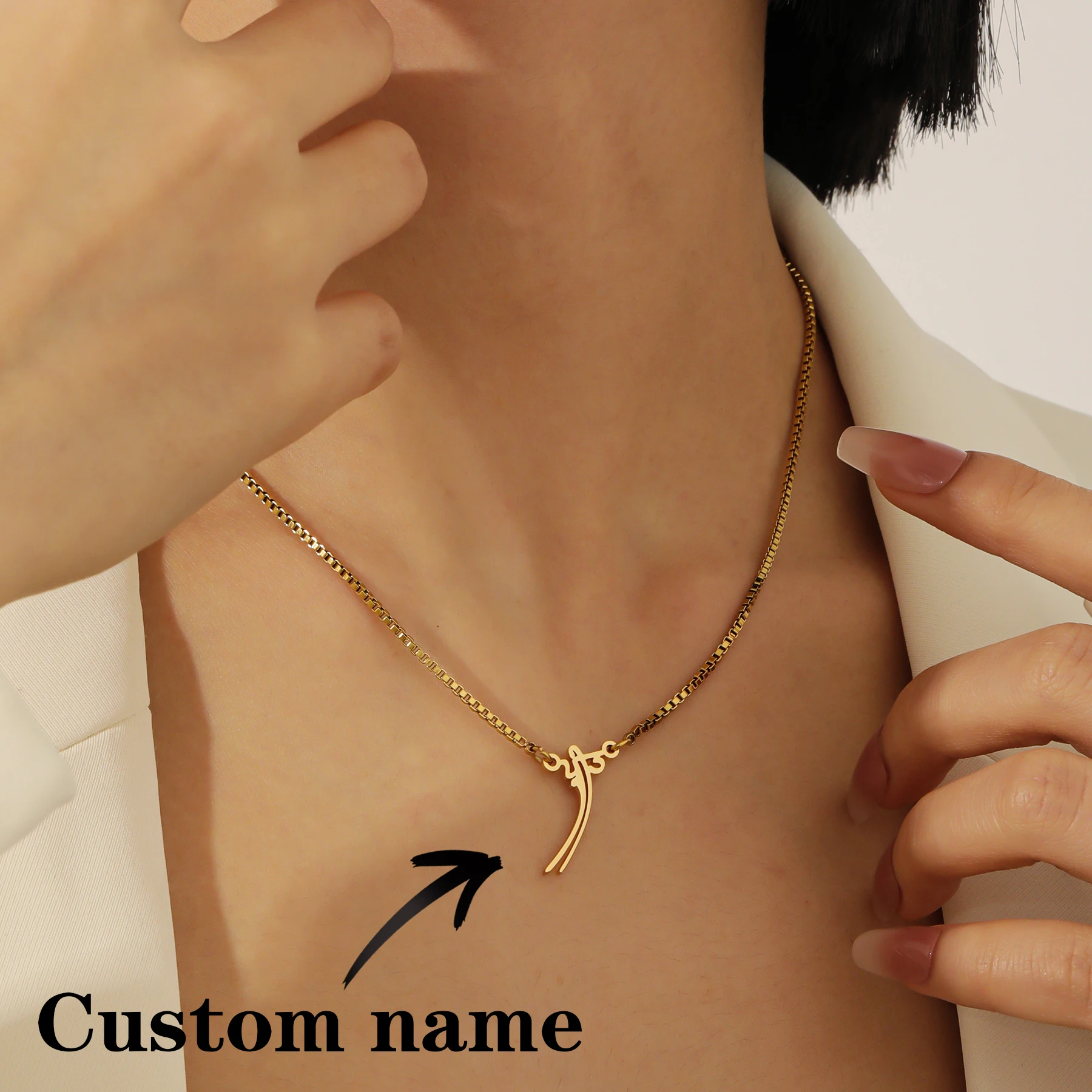 

Персонализированное ожерелье с именем панджаби, 6 художественных шрифтов на выбор, ювелирные изделия с алфавитом панджаби, подарок из нержавеющей стали для друзей семьи сикха