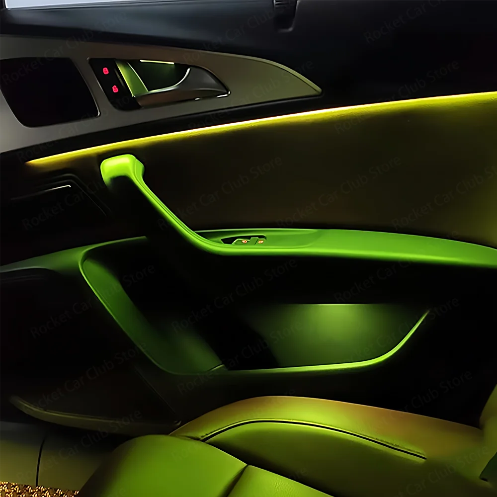For Audi A6 C7 2012-2018 Car Indoor Decoration Atmosphere Lamp MMI Bluetooth APP Control Refit Part LED 21 Colours Ambient Light
