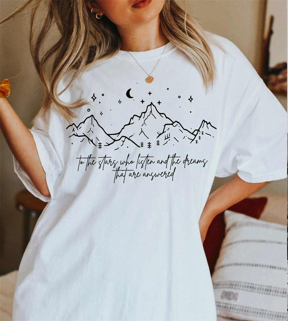 تي شيرت قطني ريترو إلى النجم الذي يستمع النساء ريترو الرابع الجناح تي شيرت مريح Bookish تي شيرت ملابس عصرية