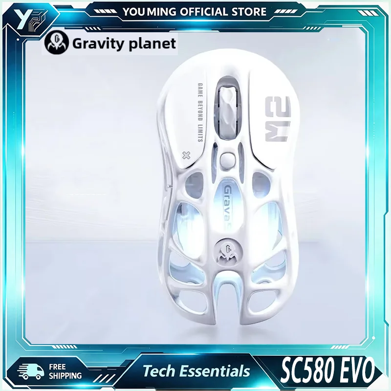 GravaStar M1 M2 Wireless Gaming Mouse HollowOut Metal Shell Tri‑Mode PAW Sensor RGB Light Effect Lightweight Mice For PC Esports