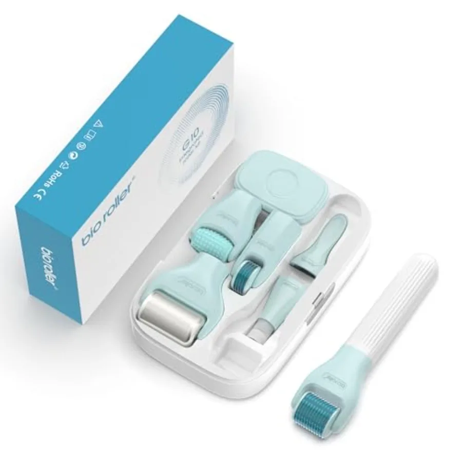 10 em 1 kit de rolo derma 0.25mm rolo de microagulhamento rolo derma com rolo de beleza facial ferramentas de cuidados com a pele 10 repl