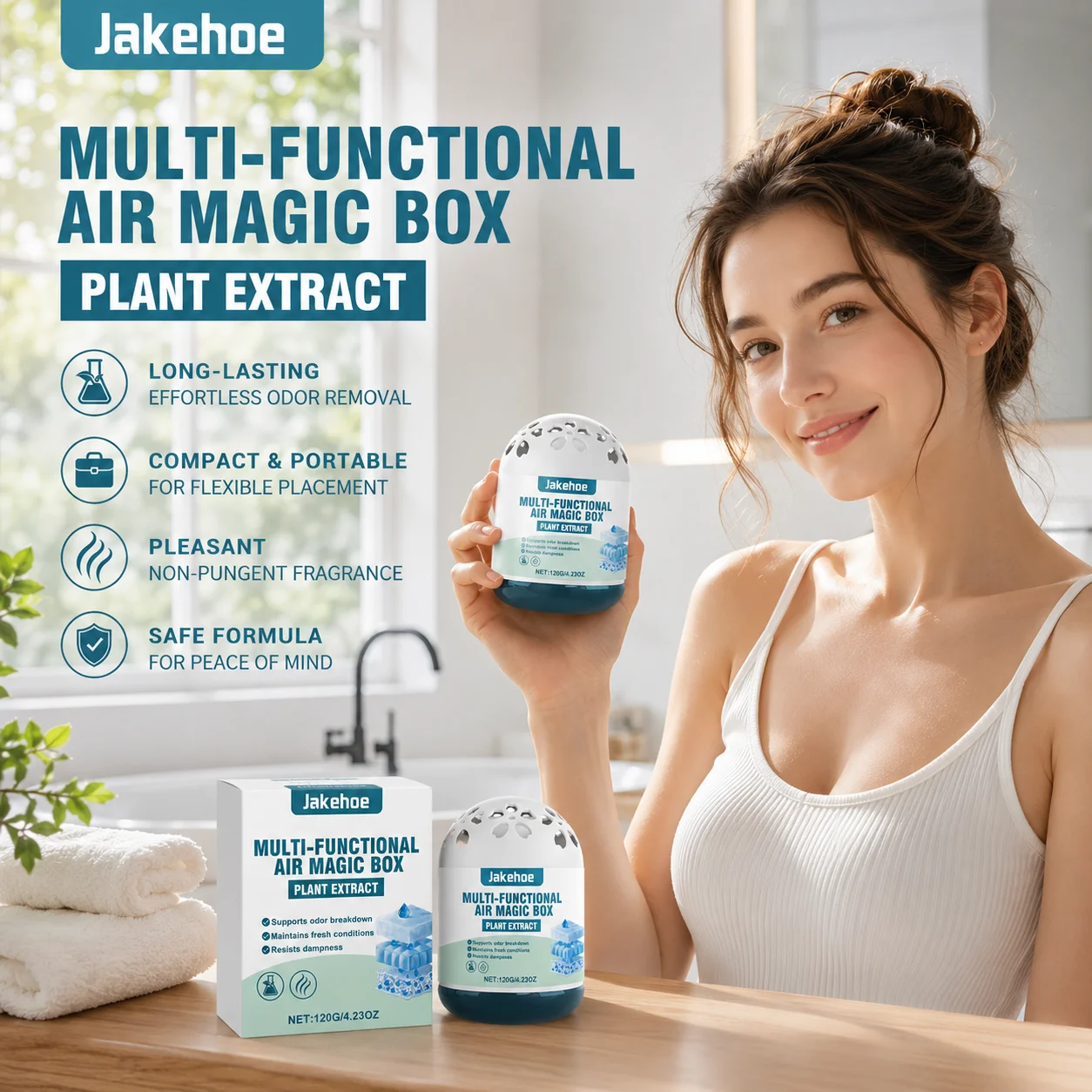 Jakehoe Multi‑Functional Air Magic Box Long‑Lasting Freshness Improve Air Quality Mild Pleasant Scent Ready To Use Air Freshener
