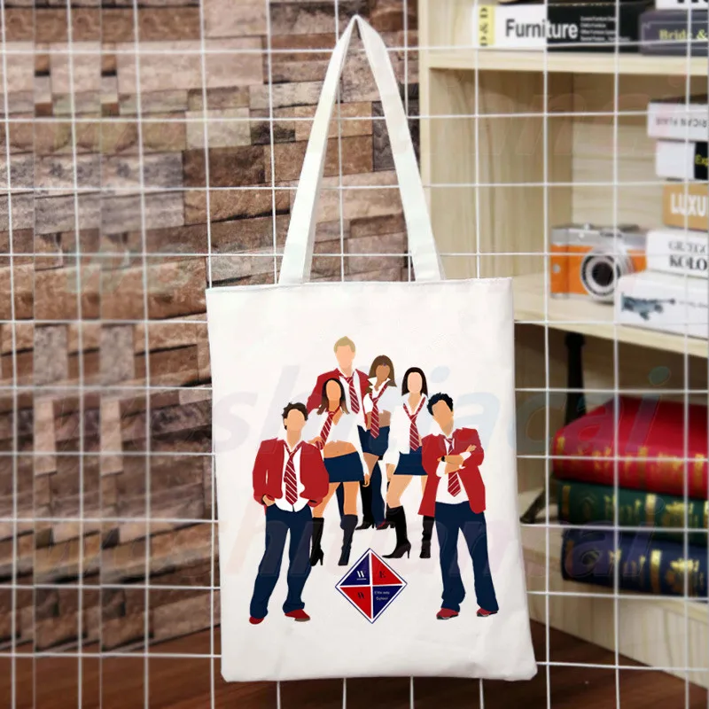 Rebelde RBD Frauen Einkaufstasche Eco wiederverwendbare weibliche Einkaufstasche College Handtasche Retro große Damen Schulter Shopper Tasche