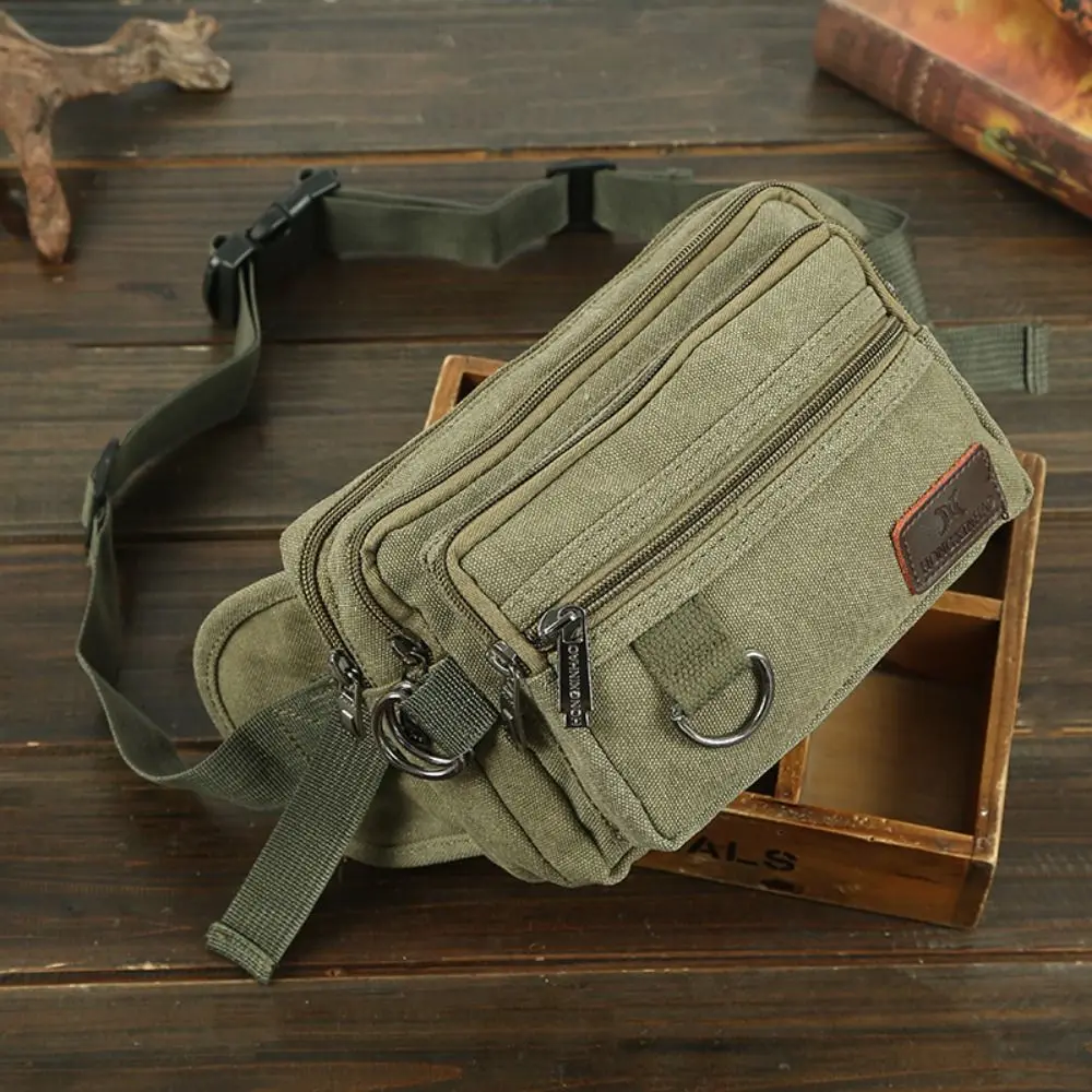 

4-layers Multilayer Waist Packs Multi-Function Belt Pouch Canvas Chest Bag Large Capacity Phone Pocket Fanny Pack Sport Bag