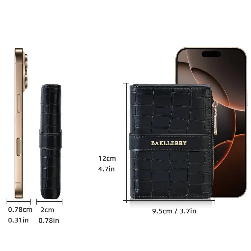 Women's Short Crocodile Pattern PU Leather Wallet, Multi-Card Slot ID Window Zipper Coin Purse, Lightweight and Portable for Travel, Outdoor, Commuting, Small Wallet, Women's Gift