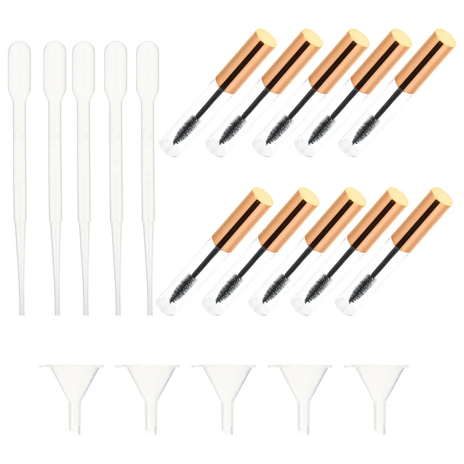 20개 DIY 마스카라 튜브 키트, 속눈썹 브러시 병, 깔때기, 이송 피펫 포함, 캐스터 오일 보관용, 여행 필수품, 가볍고 휴대하기 편함
