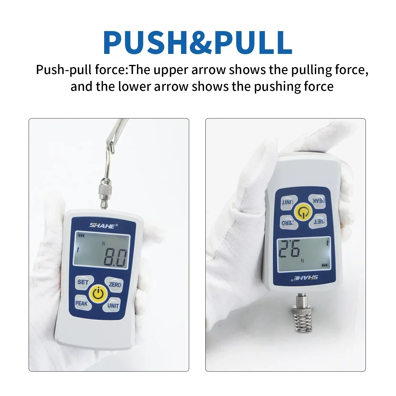 SHAHE Portable Digital Push Pull Force Gauge Force Test Equipment Dynamometer 1% High Accuracy AMF