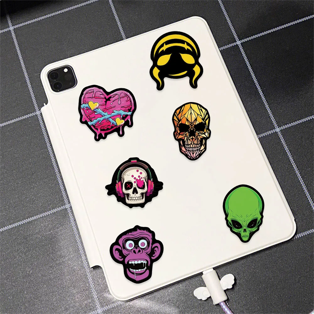 10/25/50pcs Horror Skull Grimace Stickers Graffiti for DIY Phone Laptop Guitar Suitcase Car Skateboard Motorcycle Helmet