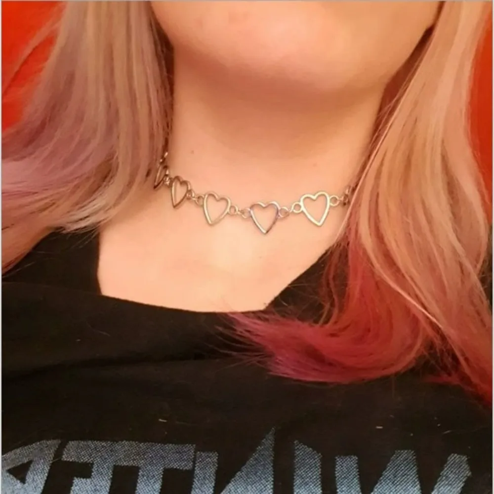 SUMENG 2025 New Hollow Korean Sweet Love Heart Choker Necklace Statement  Cute Bicolor Jewelry for Women Gifts