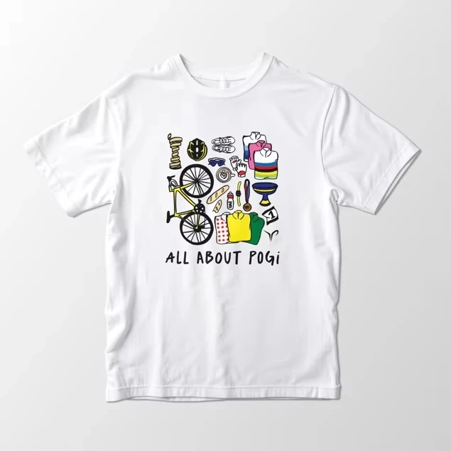 ALL ABOUT POGI World Champion Legendary Cyclist T-Shirt Cotton Graphic Tee Men's and Women's Summer Y2K Streetwear Top