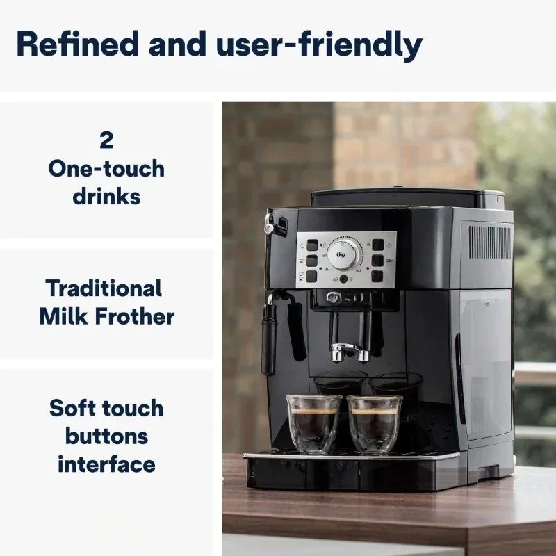 Coffee Maker with with Milk Frother, Automatic Espresso Machine with 2 Hot Coffee Drinks Recipes, Soft