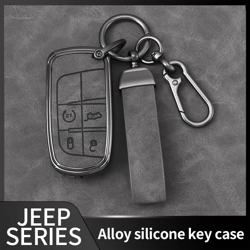 Zinc Alloy Leather Car Key Case, for Jeep Renegade Wrangler Patriot Grand Cherokee Compass Liberty WK2 KL MP BU SRT Accessories