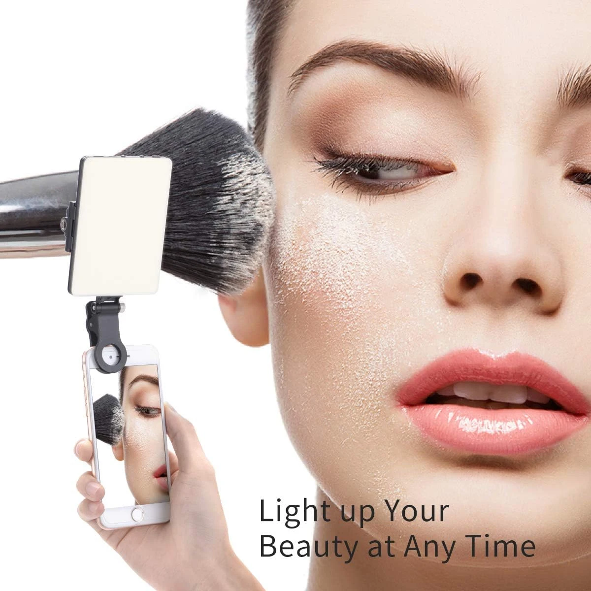 60 LED High Power Rechargeable Clip Fill Video Conference Light with Front & Back Clip, Adjusted 3 Light Modes for Phone, iPhone