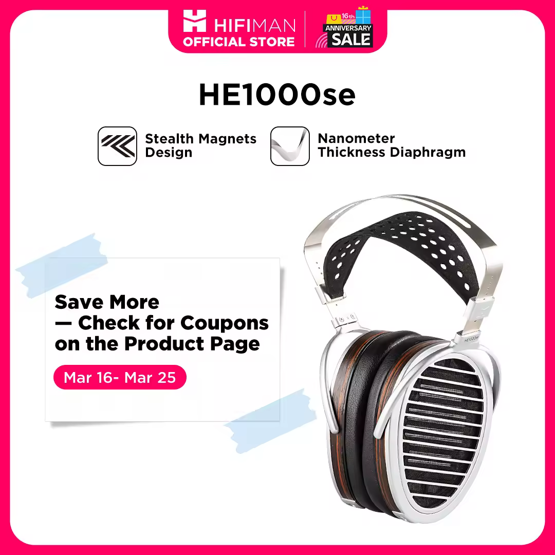 HIFIMAN HE1000se אוזניות אודיופיל מגנטיות בגודל מלא, פתוחות מאחור, עם מגנטים חמקניים לבית ולסטודיו