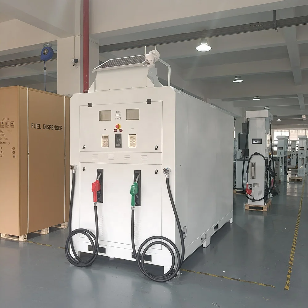 Mobile Gas Station Portable Fuel Dispenser Container with 3 Nozzles 2 Hoses Tank Gauging System Pump Mini Fill Station