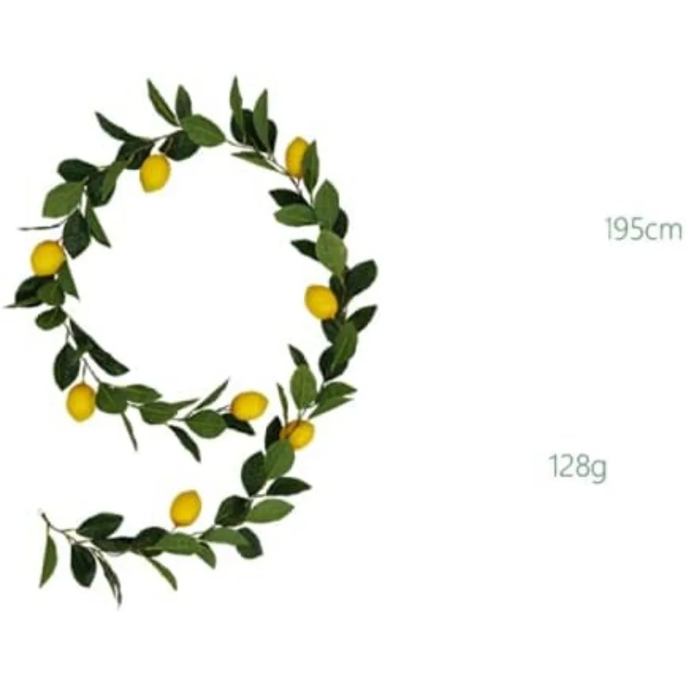 พวงมาลัยมะนาวประดิษฐ์, พวงมาลัยผลไม้ประดิษฐ์พร้อมมะนาวสีเหลืองปลอมและใบไม้สีเขียว, พวงมาลัยฤดูร้อนสำหรับดูด้านหน้า