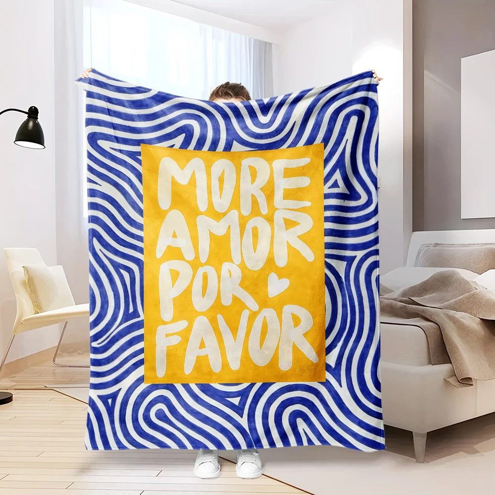 More Amore Por Favor Flannel Blanket Warm Soft Halloween Christmas Couch Warm Cozy Decorative Decor Gift for All Season