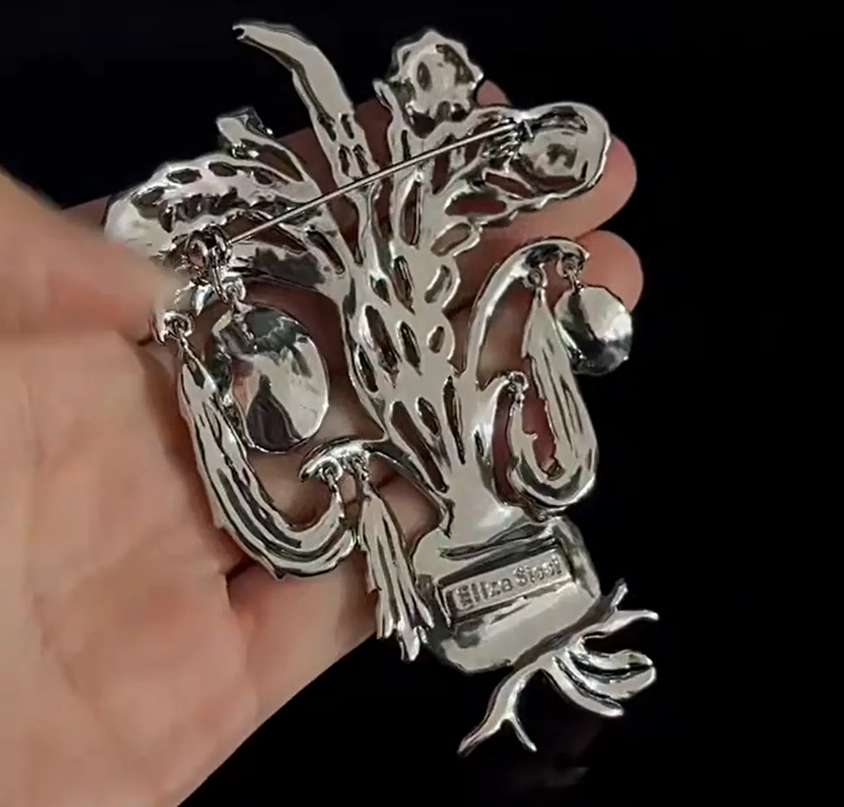 Delicate Full Zircon Inlaid Branches and Leaves Brooch Court Atmosphere Corsage Pin for Women