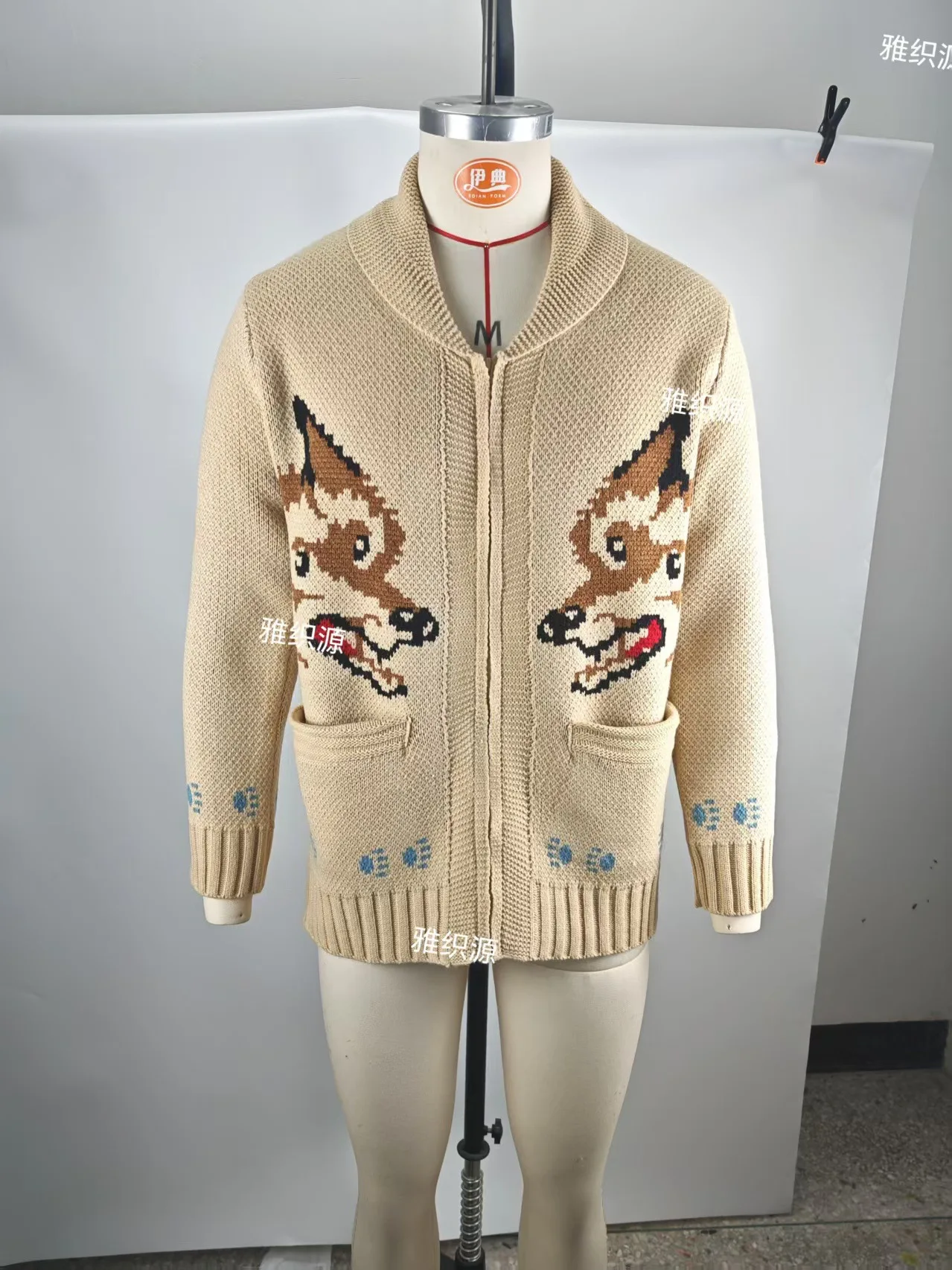Men's Fox Plaid Knitted Sweater Blazer for Spring 2026 - Thick Knit with Zipper Closure Loose and Comfortable Style