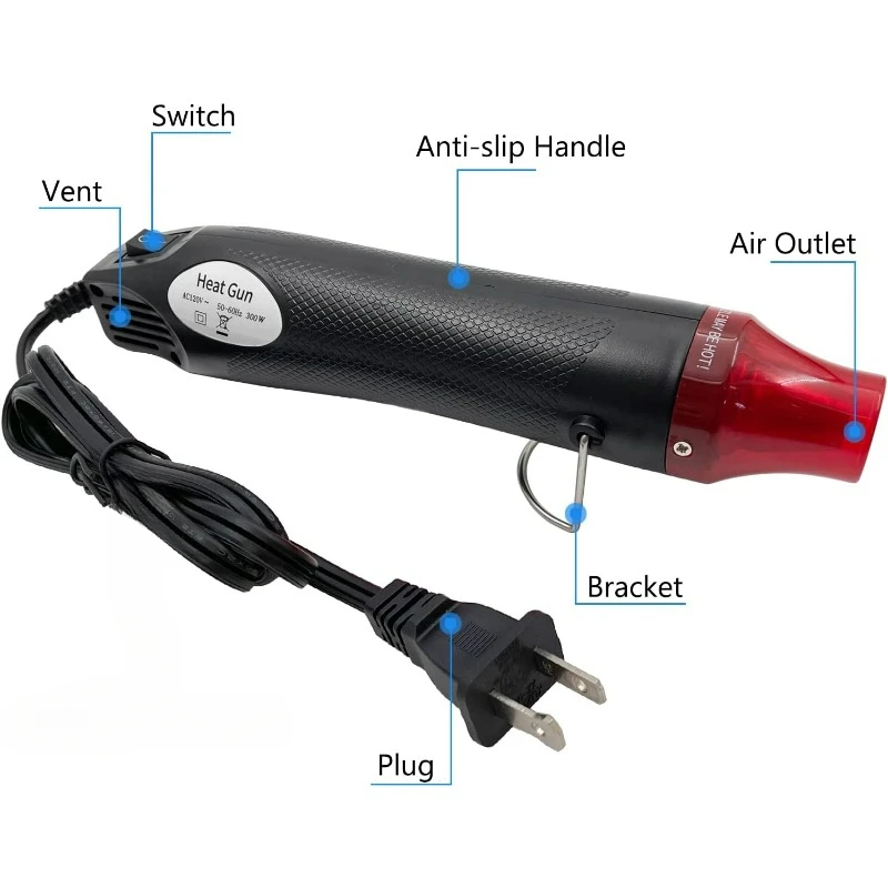 Heat Gun-Mini Hot Air Gun for DIY Crafts Portable Heat Air Gun Tool for Embossing Shrink Wrapping Drying Paint