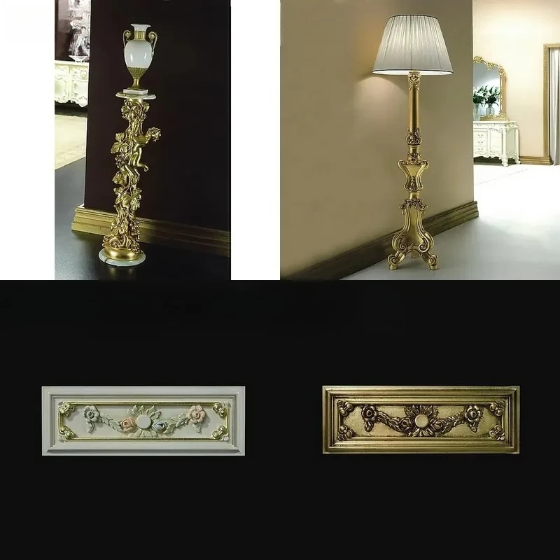 European Style Engraving Decorative Column Jade Surface Display Stand Villa High End Classical Retro Iron Customization