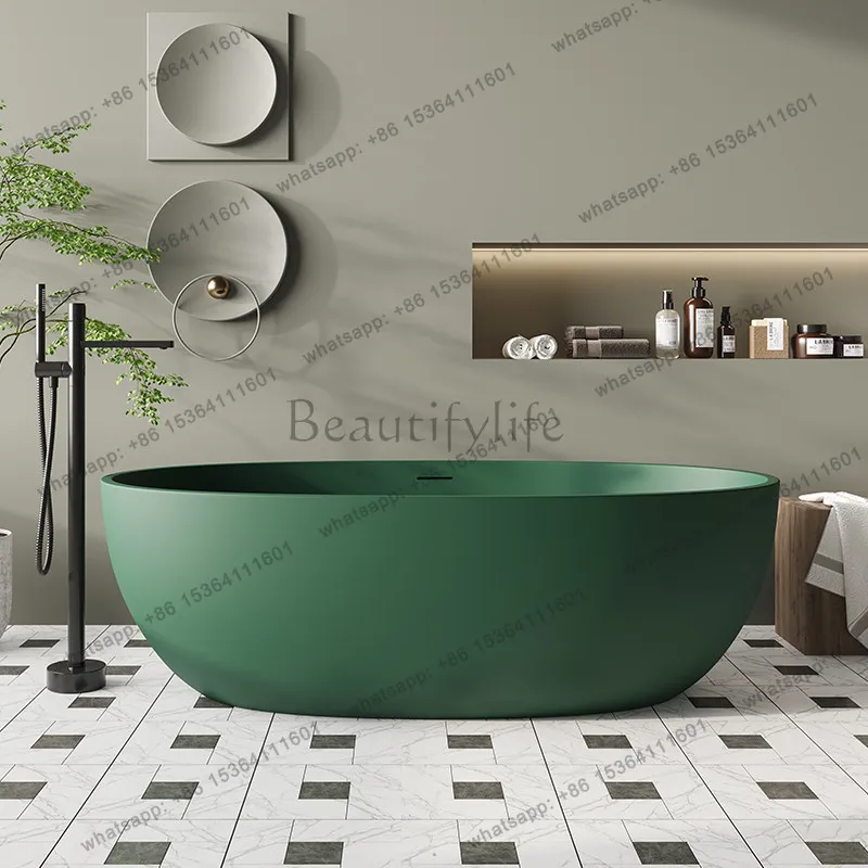 Homestay Internet celebrity home artificial stone bathtub integrated resin transparent oval double ceramic bathtub