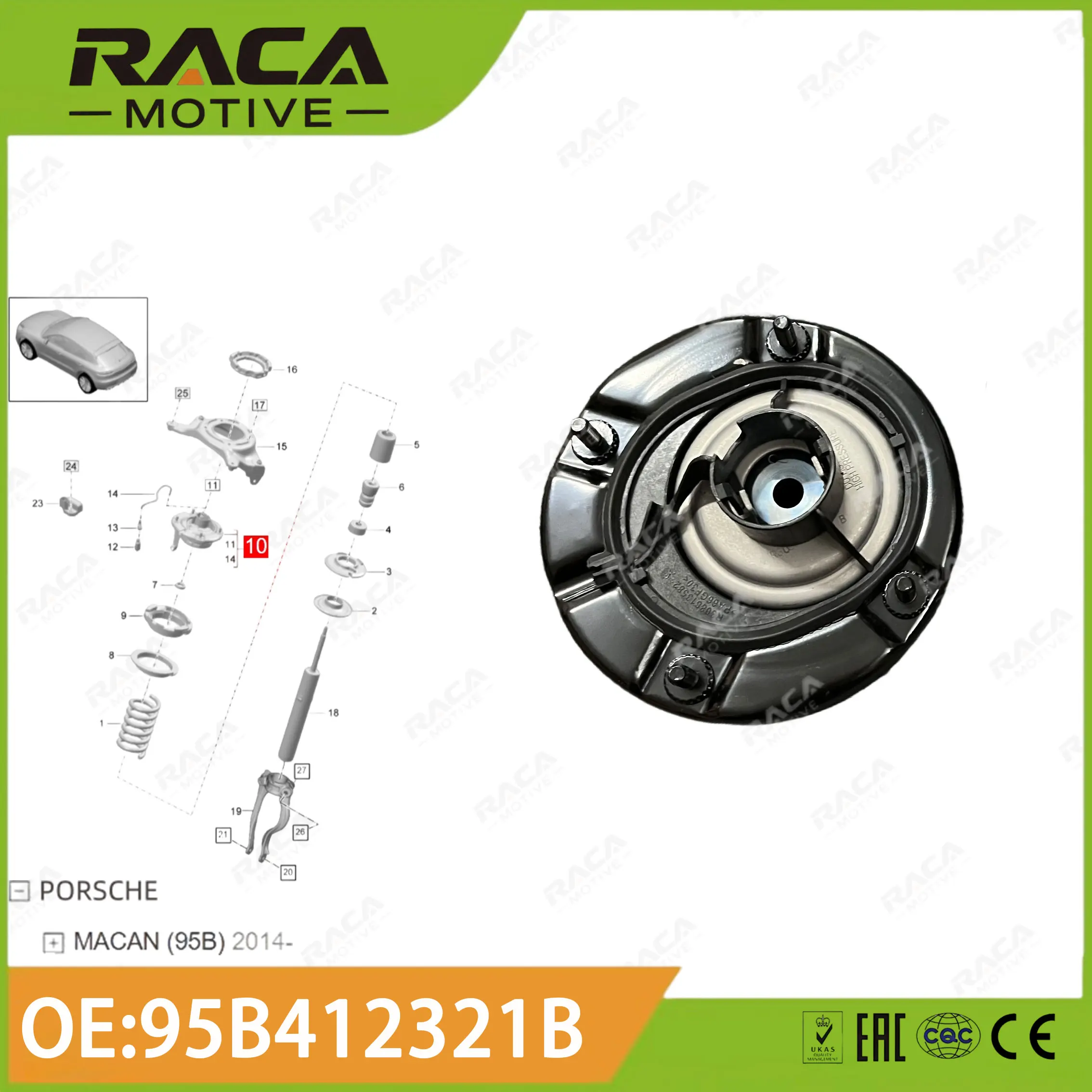 

Front Axle Shock Absorber Bracket Bearing Plate Suitable for Porsche Macan 95B 2.0 3.0 Gts 3.0S 3.6 Turbo 2014 Onwards 95B412321B 95B412321A 95B412321