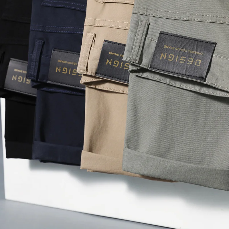 กางเกงขายาวผู้ชายผ้าฝ้ายทรงตรงสไตล์ลำลองสำหรับฤดูใบไม้ร่วง เอวยางยืด ไซส์ใหญ่ 46 44 42 ทรงสลิมฟิต เข้ารูป เหมาะสำหรับใส่ทำงานในออฟฟิศ