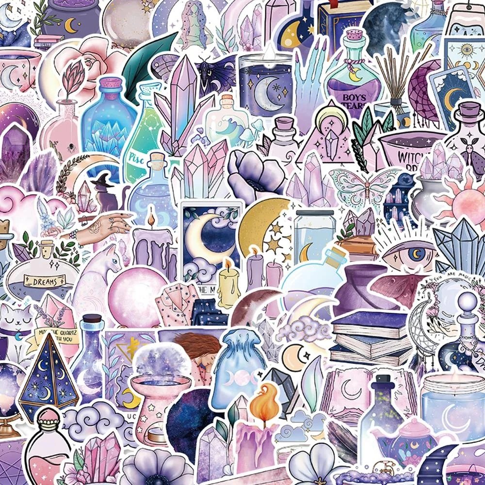 

10/30/50/100pcs Cute Magic Witch Moon Gothic Stickers Aesthetic Art Cartoon Decals DIY Laptop Scrapbook Car CoolSticker Toys
