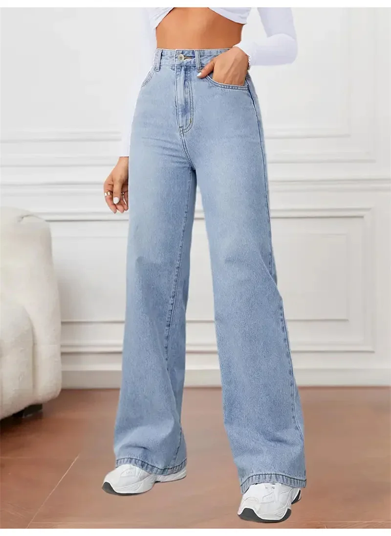 2025 Y2K Fashion Stretch Vintage Denim Pants Women Loose Baggy Straight Jeans Female Casual Mid Waist Trousers Trend Streetwear