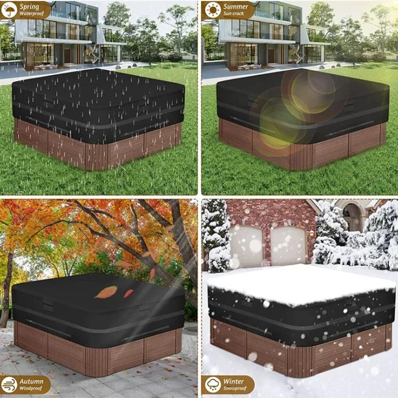 Universal Square Hot Tub Cover SPA Pool Bathtub Cover 210D Waterproof Silver Coated Oxford Cloth Furniture Protector Dust Cover